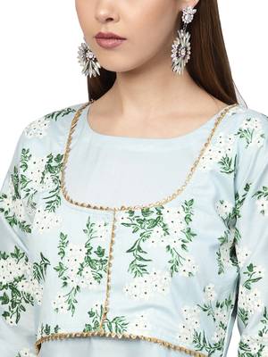 Sky-blue printed polyester kurti 2