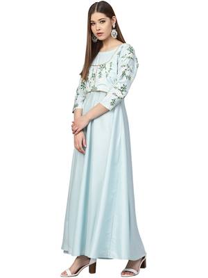 Sky-blue printed polyester kurti 3