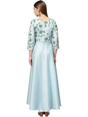 Sky-blue printed polyester kurti 4