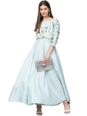 Sky-blue printed polyester kurti 5