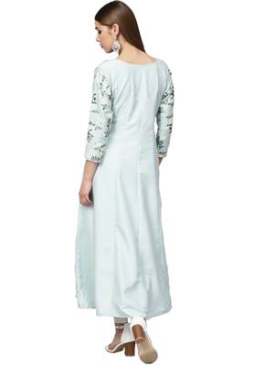 Sky-blue printed polyester kurti 4
