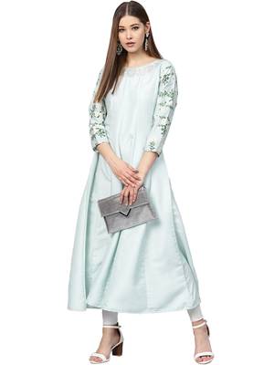 Sky-blue printed polyester kurti 5