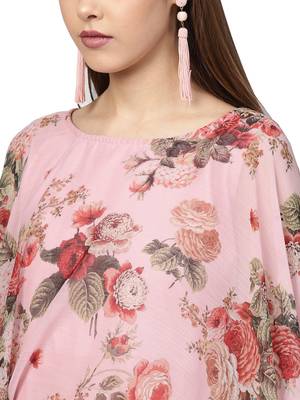 Pink printed polyester kurti 2