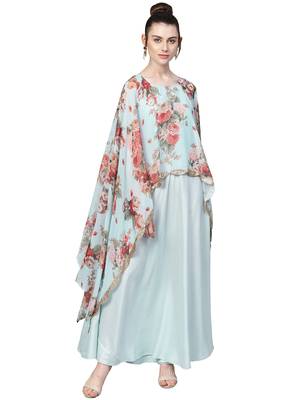 Sky-blue printed polyester kurti 1