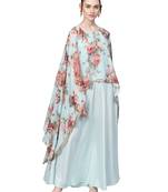 Sky-blue printed polyester kurti