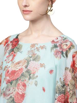 Sky-blue printed polyester kurti 2