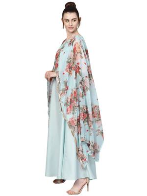 Sky-blue printed polyester kurti 3
