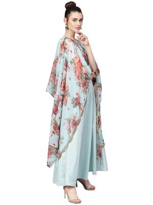 Sky-blue printed polyester kurti 4