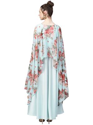 Sky-blue printed polyester kurti 5