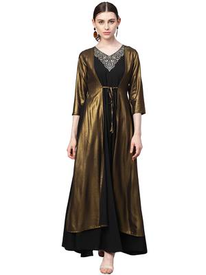 Black printed crepe kurti 1