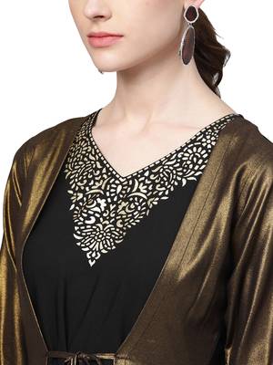 Black printed crepe kurti 2
