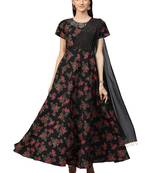Black printed crepe kurti