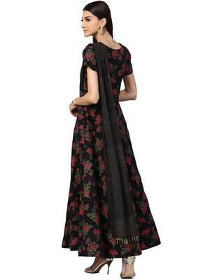 Black printed crepe kurti 2
