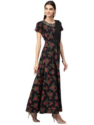 Black printed crepe kurti 3
