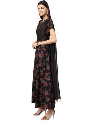 Black printed crepe kurti 4