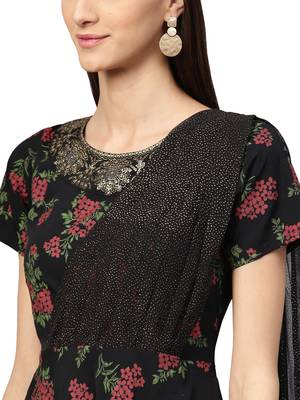 Black printed crepe kurti 5