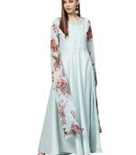 Sky-blue printed polyester kurti
