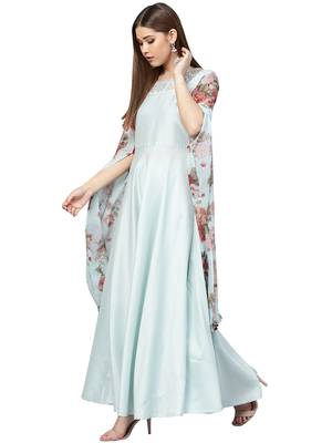 Sky-blue printed polyester kurti 3