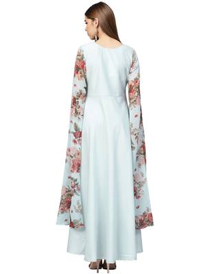 Sky-blue printed polyester kurti 5