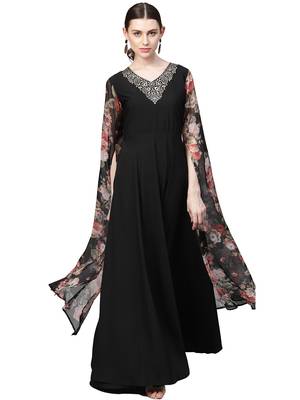 Black printed crepe kurti 1