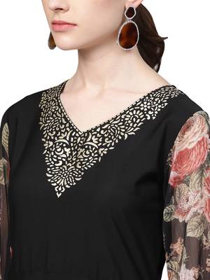 Black printed crepe kurti 2