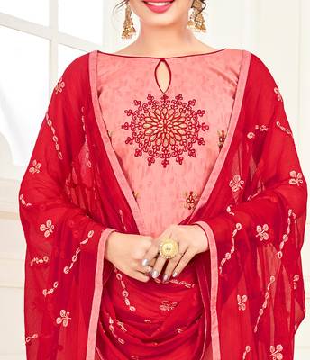 Baby-pink embroidered jacquard salwar 2