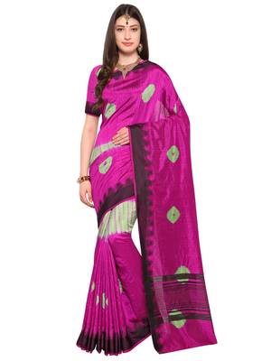 Pink Woven Jacquard Sarees With Blouse 1