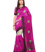 Pink Woven Jacquard Sarees With Blouse