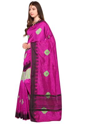 Pink Woven Jacquard Sarees With Blouse 2
