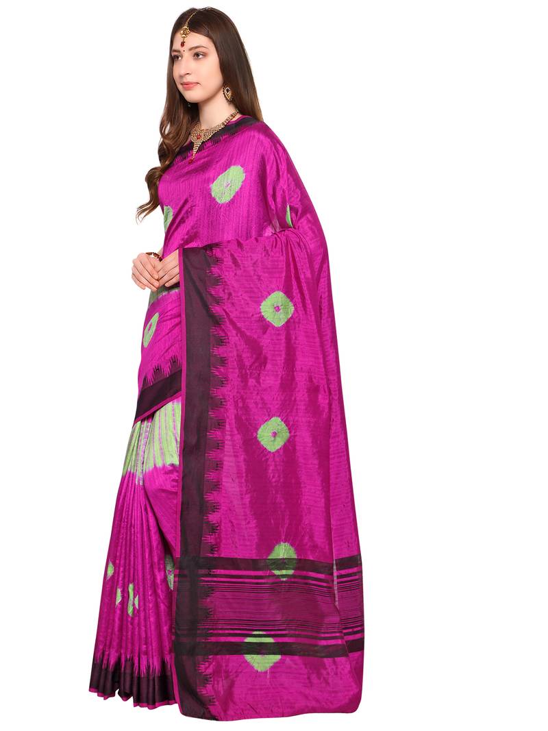 Pink Woven Jacquard Sarees With Blouse