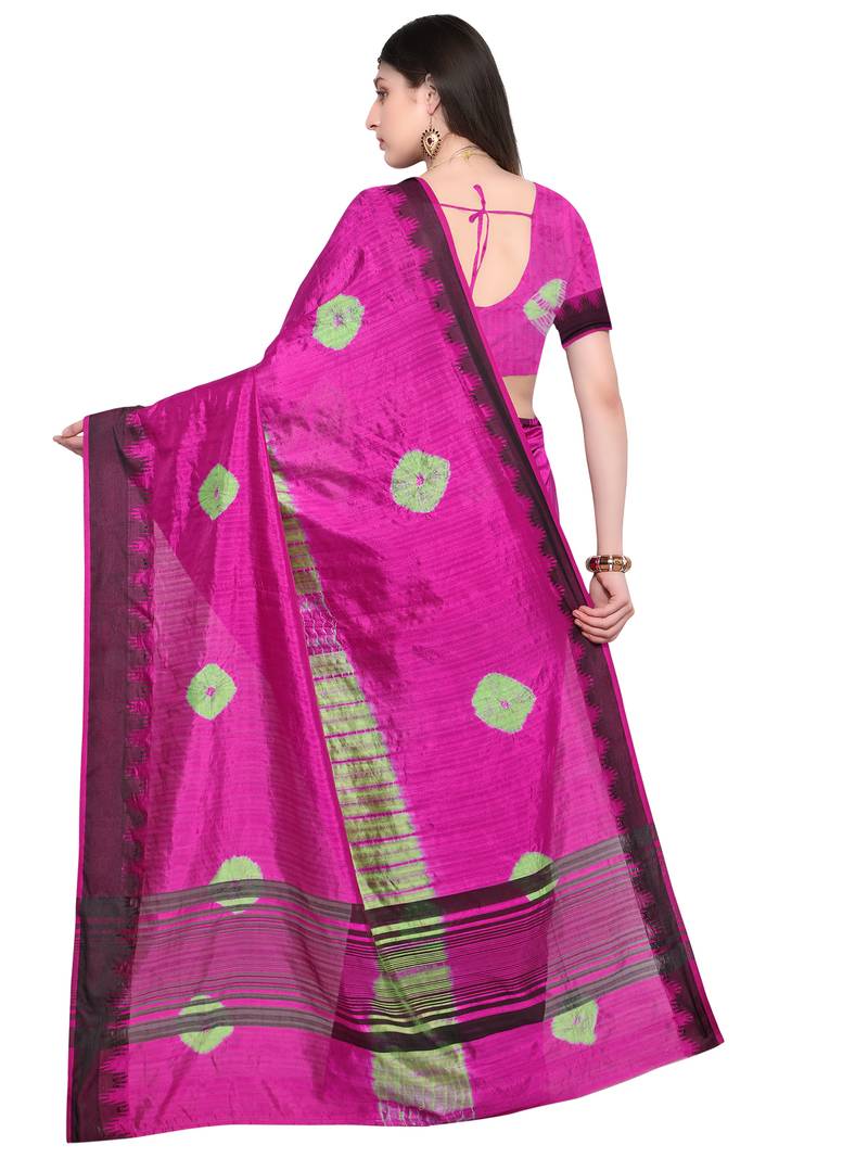 Pink Woven Jacquard Sarees With Blouse