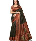 Black Printed Kalamkari Sarees With Blouse