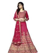 Pink Embroidered Silk Semi Stitched Lehenga