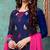 Navy-blue embroidered chanderi salwar with dupatta
