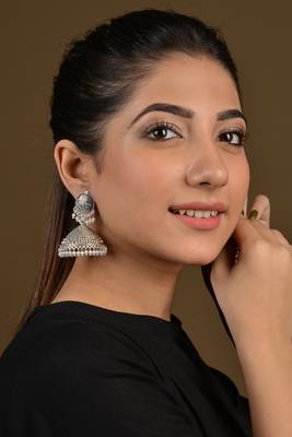German Silver And Pearls Filigree Jhumka 1
