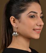 German Silver And Pearls Light Weight Jhumka