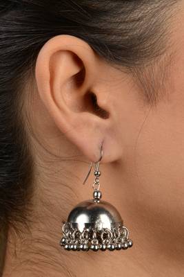 German Silver And Pearls Light Weight Jhumka 2