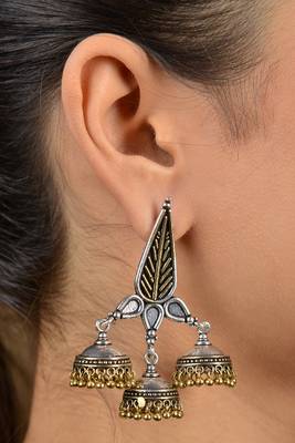 German Silver Two Tone Triple Jhumka 1