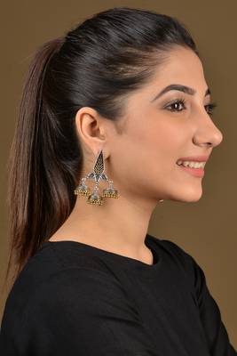 German Silver Two Tone Triple Jhumka 2
