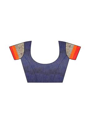 NavyBlue Woven Chanderi Sarees With Blouse 4