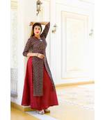 Tiny Paisley' Printed long Black Jacket with skirt