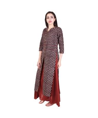 Tiny Paisley' Printed long Black Jacket with skirt 4