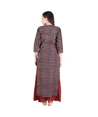 Tiny Paisley' Printed long Black Jacket with skirt 5