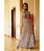 Assymetrical Top with printed Inner & long Skirt (3 piece set)