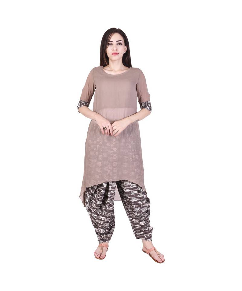 Assymetrical Top with printed Dhoti Pants (combo of 2)