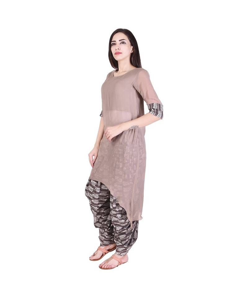 Assymetrical Top with printed Dhoti Pants (combo of 2)