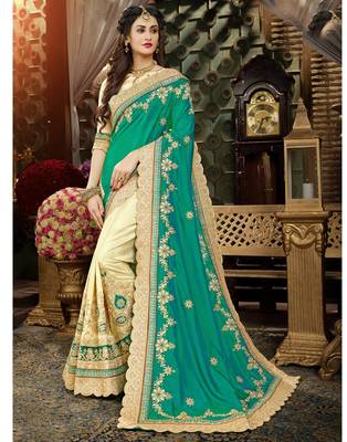 Multicolor embroidered art silk saree with blouse 1