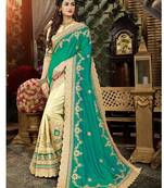 Multicolor embroidered art silk saree with blouse