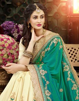 Multicolor embroidered art silk saree with blouse 2