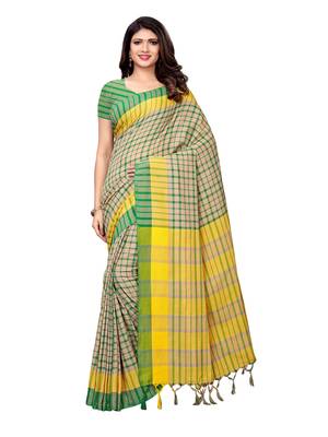 Multicolor Woven Cotton Silk Sarees With Blouse 1
